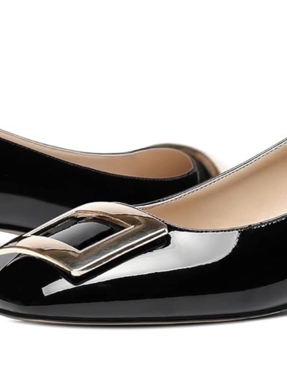 WAYDERNS Black Patent Square-Toe Flat with Silver Buckle size 12 - Picture 4 of 5